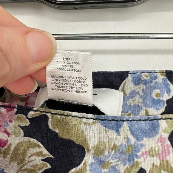 Loft Skirt Womens 4 Navy Blue Floral Mini Tiered Cottage Boho Cotton Zip Flowy - Picture 4 of 10